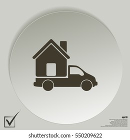 Flat paper cut style icon of vehicle. Delivery car symbol vector illustration