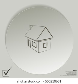 Flat paper cut style icon of house model vector illustration