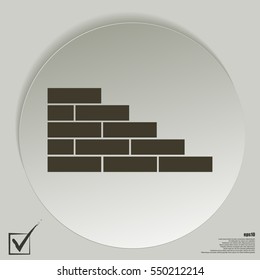 Flat paper cut style icon of brickwork fragment. Vector illustration