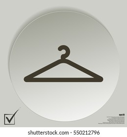 Flat paper cut style icon of hanger. Vector illustration