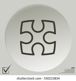 Flat paper cut style icon of puzzle part