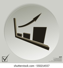 Flat paper cut style icon of a diagram. Vector illustration