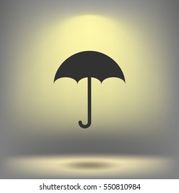 Flat paper cut style icon of umbrella. Vector illustration