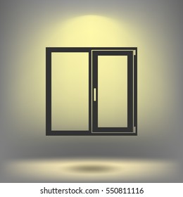 Flat paper cut style icon of modern window. Vector illustration