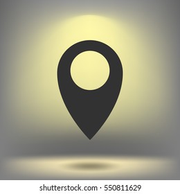 Flat paper cut style icon of map pointer vector illustration