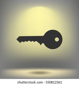 Flat paper cut style icon of an old key. Vector illustration