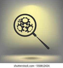 Flat paper cut style icon of magnifier. Vector illustration
