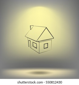 Flat paper cut style icon of house model vector illustration