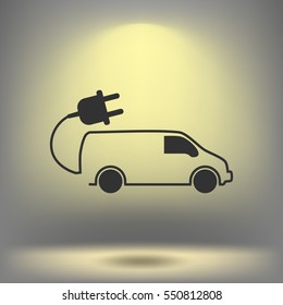 Flat paper cut style icon of an eco car. Vector illustration