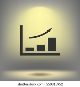 Flat paper cut style icon of a diagram. Vector illustration