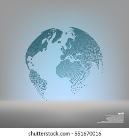 Flat paper cut style icon of globe. Vector illustration