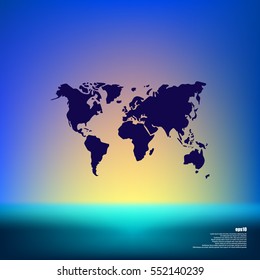 Flat paper cut style icon of World Map. Vector illustration