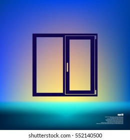 Flat paper cut style icon of modern window. Vector illustration