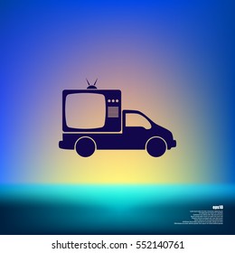 Flat paper cut style icon of vehicle. Delivery car symbol vector illustration