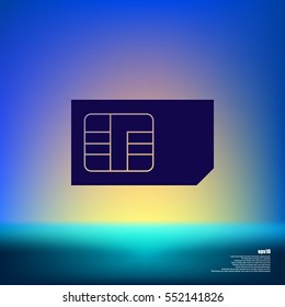 Flat paper cut style icon of a sim card. Vector illustration