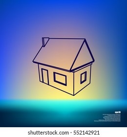 Flat paper cut style icon of house model vector illustration