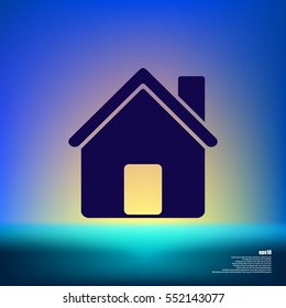 Flat paper cut style icon of house. Vector illustration