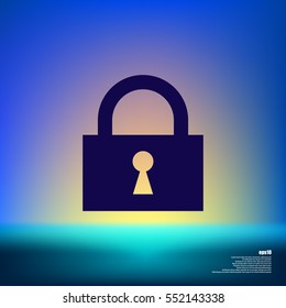 Flat paper cut style icon of a lock. Vector illustration