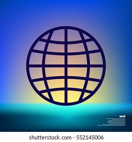 Flat paper cut style icon of globe. Vector illustration