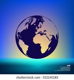Flat paper cut style icon of globe. Vector illustration