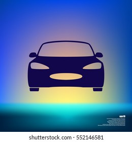 Flat paper cut style icon of a car. Vector illustration