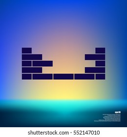 Flat paper cut style icon of brickwork fragment. Vector illustration