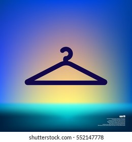 Flat paper cut style icon of hanger. Vector illustration