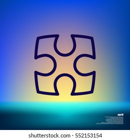 Flat paper cut style icon of puzzle part
