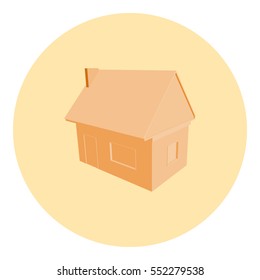 Flat paper cut style icon of house model vector illustration