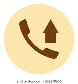 Flat paper cut style icon of out-coming call. Vector illustration