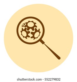 Flat paper cut style icon of magnifier. Vector illustration