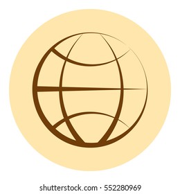 Flat paper cut style icon of globe. Vector illustration