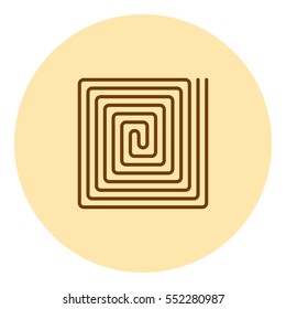 Flat paper cut style icon of floor heating. Vector illustration