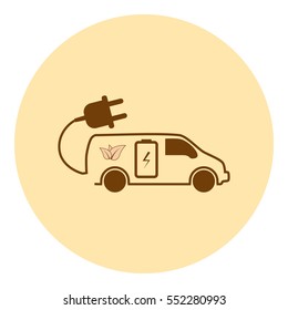 Flat paper cut style icon of an eco car. Vector illustration