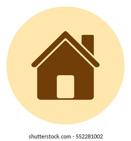 Flat paper cut style icon of house. Vector illustration