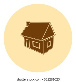 Flat paper cut style icon of house model vector illustration