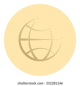 Flat paper cut style icon of globe. Vector illustration
