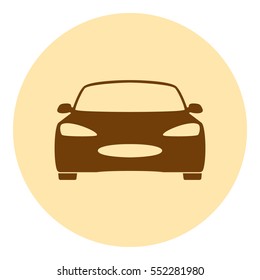Flat paper cut style icon of a car. Vector illustration