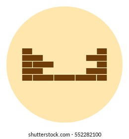 Flat paper cut style icon of brickwork fragment. Vector illustration