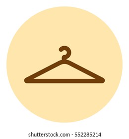 Flat paper cut style icon of hanger. Vector illustration