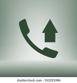 Flat paper cut style icon of out-coming call. Vector illustration