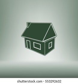 Flat paper cut style icon of house model vector illustration