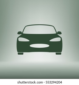Flat paper cut style icon of a car. Vector illustration