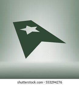 Flat paper cut style icon of web bookmark. Vector illustration