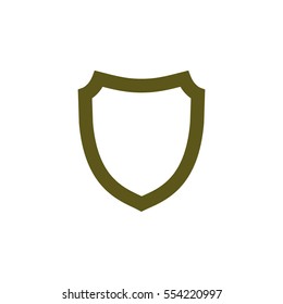 Flat paper cut style icon of a shield. Vector illustration