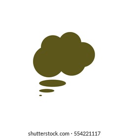 Flat paper cut style icon of thought cloud. Vector illustration