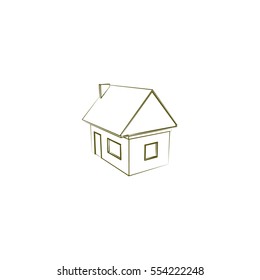 Flat paper cut style icon of house model vector illustration
