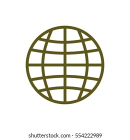 Flat paper cut style icon of globe. Vector illustration