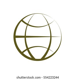 Flat paper cut style icon of globe. Vector illustration