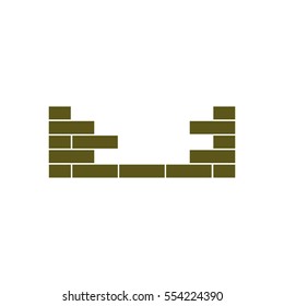 Flat paper cut style icon of brickwork fragment. Vector illustration